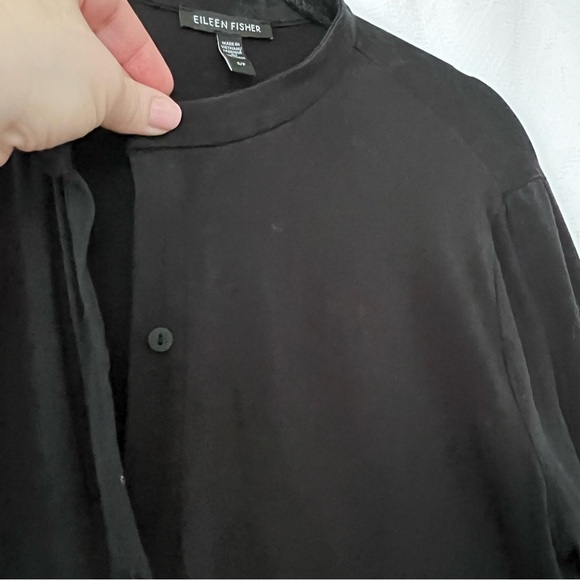 Eileen Fisher Tencel Blend Shirtdress in Black size Large - Picture 7 of 7